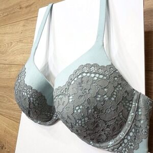 Victoria's Secret Body Perfect‎ Coverage Bra 34D Lace Trim Teal